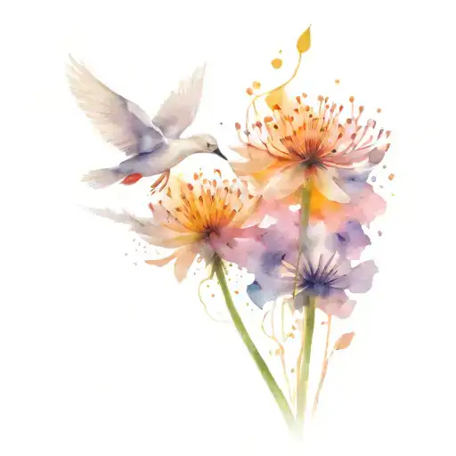 dandelions and flying swans  tattoo design idea
