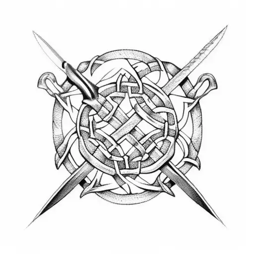 Celtic knot in sword tattoo design idea