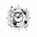 moon with eye and clock tattoo design idea