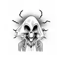 ghost smoking joint in hell tattoo design idea