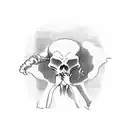 ghost smoking joint in hell tattoo design idea