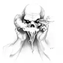 ghost smoking joint in hell tattoo design idea