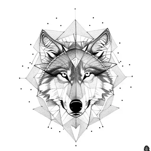 half wolf with compass  tattoo design idea