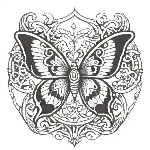 Heartagram with butterfly wings  tattoo design idea