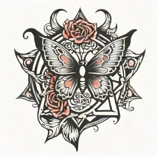 Heartagram with butterfly wings   tattoo design idea