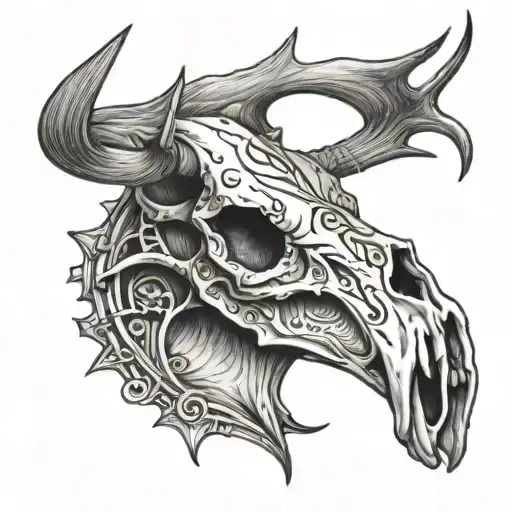 deer skull shin tattoo with 4 antlers on each side and two brow guards tattoo design idea