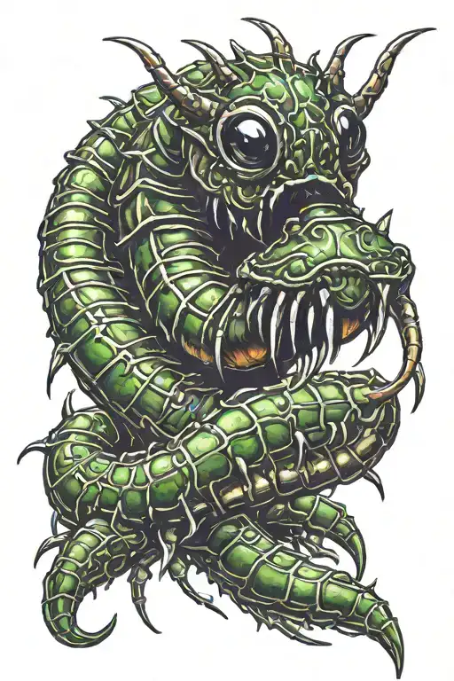 centipede with face tattoo design idea
