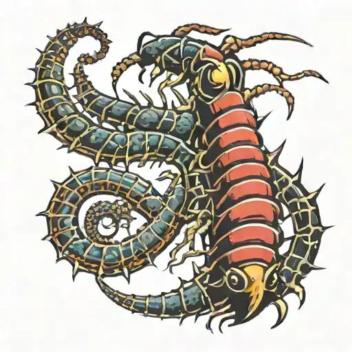 Centipede with blank face tattoo design idea