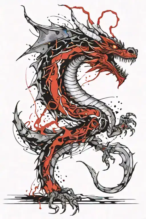 dragon breathing fire tattoo design idea