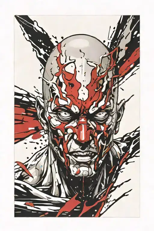 onepunchman biting head tattoo design idea