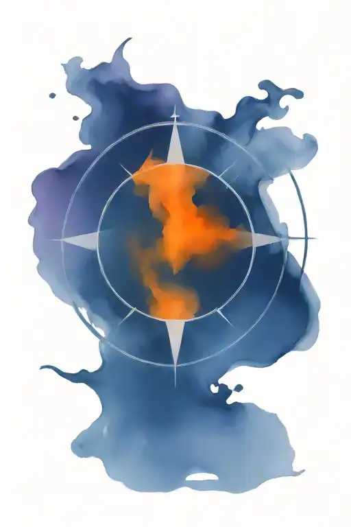 mysterious compass, scythe and loop tattoo design idea