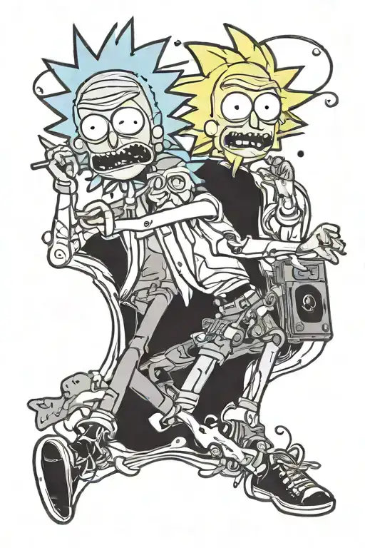 rick and morty drunk tattoo design idea