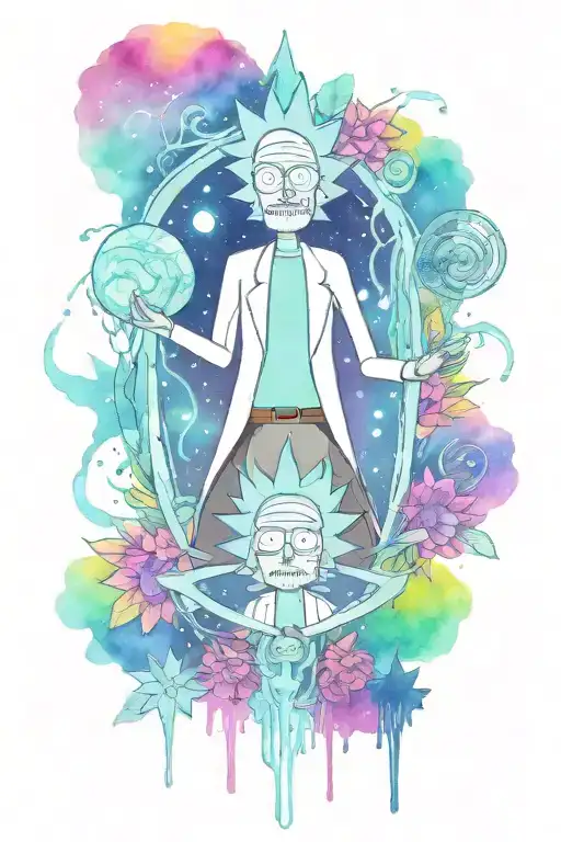 rick and morty canabis tattoo design idea