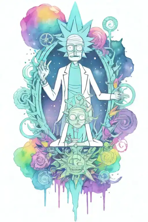 rick and morty lsd   tattoo design idea