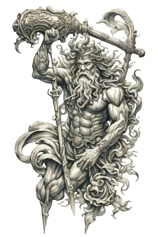 poseidon god tattoo design idea