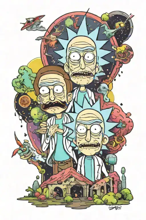 rick and morty tattoo design idea