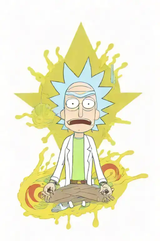 rick and morty red, blue tattoo design idea