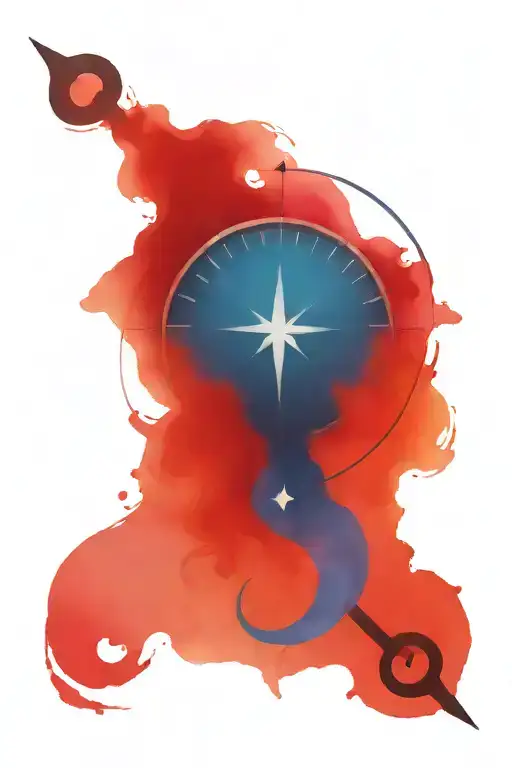 mysterious compass, scythe and loop tattoo design idea