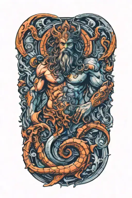 poseidon god tattoo design idea