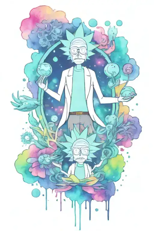 rick and morty canabis tattoo design idea