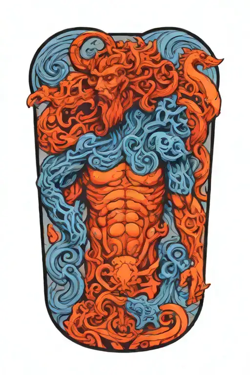 poseidon god tattoo design idea