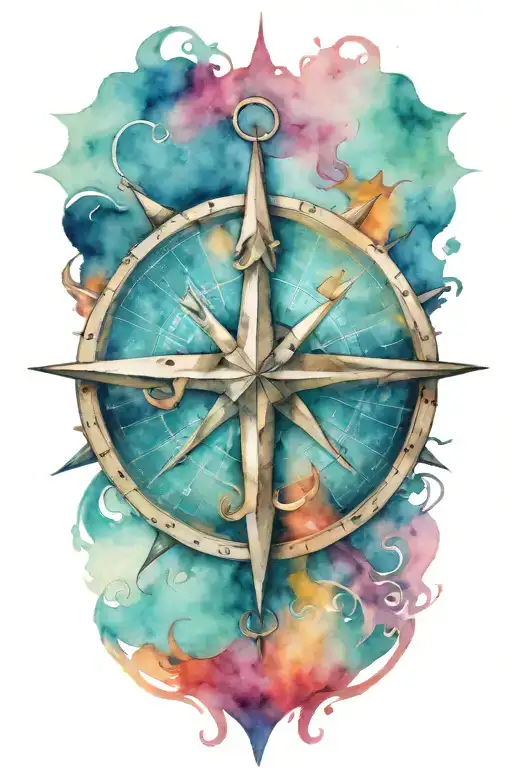 mysterious compass and anchor tattoo design idea