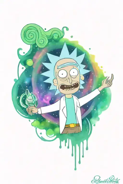 rick and morty lsd tattoo design idea