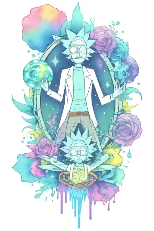 rick and morty canabis tattoo design idea