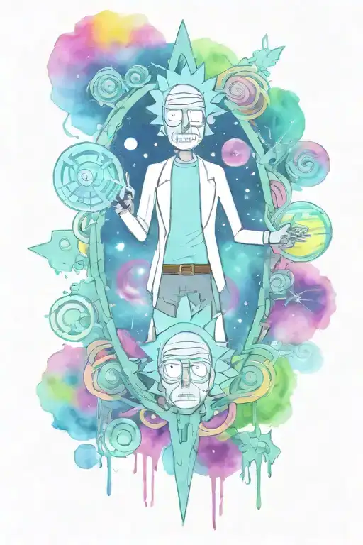 rick and morty face tattoo design idea