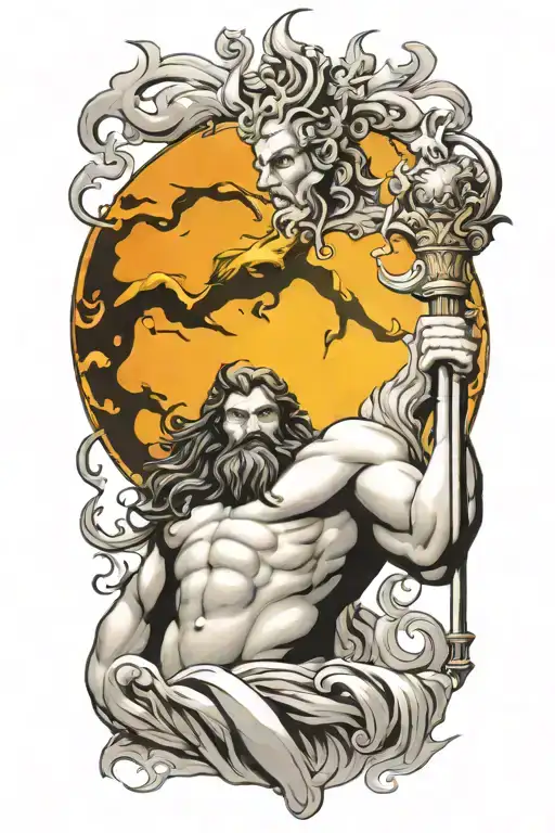 poseidon god tattoo design idea