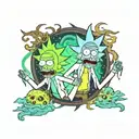 rick and morty lsd tattoo design idea