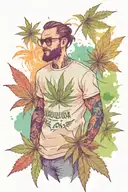 software developer wearing a marijuana t-shirt tattoo design idea