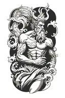 poseidon god tattoo design idea