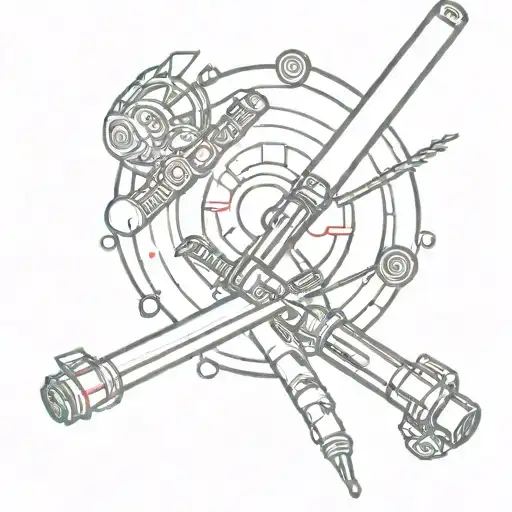 starwars lightsaber with gamer buttons and Naruto sign tattoo design idea
