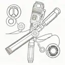 starwars lightsaber with gamer buttons and Naruto sign tattoo design idea