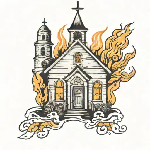Burning Church tattoo design idea