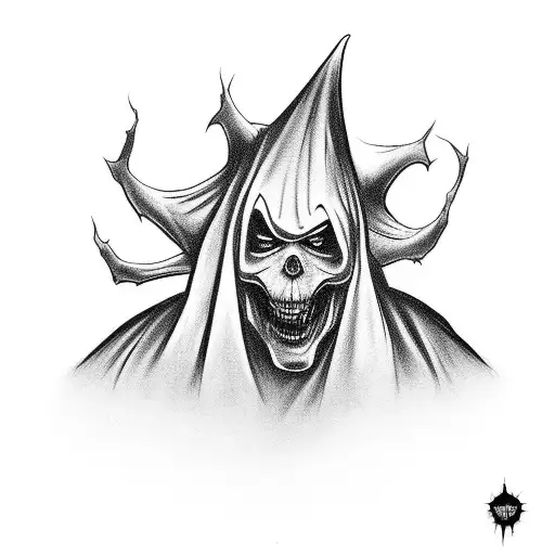 A spooky mashup of Disney characters as horror icons like Ghostface from Scream tattoo design idea