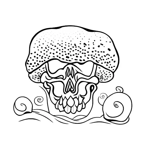 skull mushroom  tattoo design idea