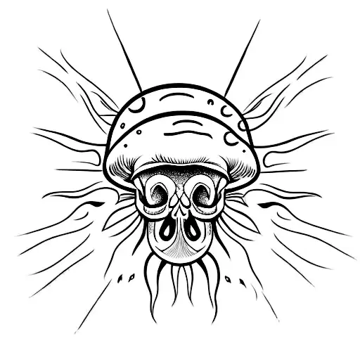 mushroom skull tattoo design idea