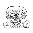 skull mushroom  tattoo design idea