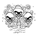 skull mushroom  tattoo design idea