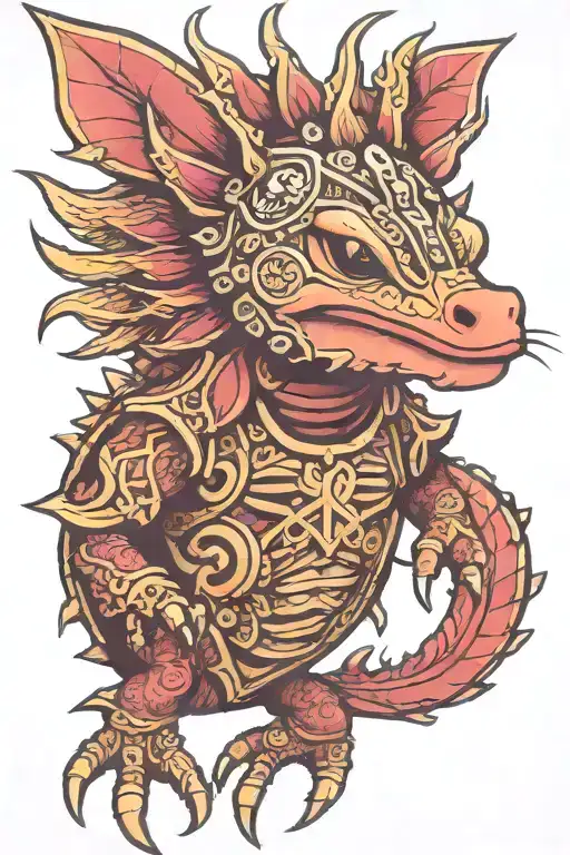 axolotl aztec armor tattoo design idea
