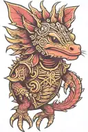 axolotl aztec armor tattoo design idea