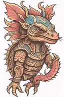 axolotl aztec armor tattoo design idea