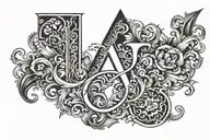 with letter A and S embossed surrounded tattoo design idea