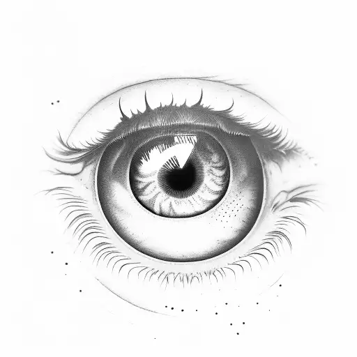 dragon eye seen as if they were inside a human arm through a tear in the skin tattoo design idea