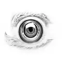 dragon eye seen as if they were inside a human arm through a tear in the skin tattoo design idea