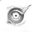 dragon eye seen as if they were inside a human arm through a tear in the skin tattoo design idea