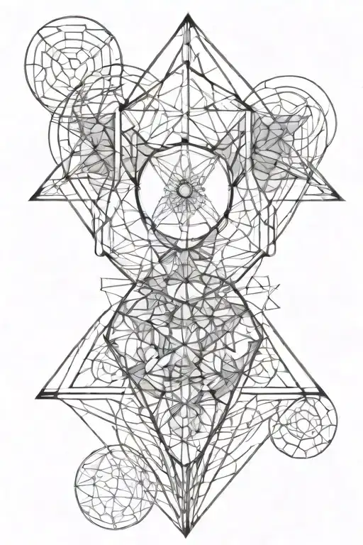 sacred geometry, atlas, and justice intertwined tattoo design idea
