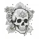 Incorporate elements of Mexican American culture such as sugar skulls or Aztec symbols into a Virgo constellation design tattoo design idea